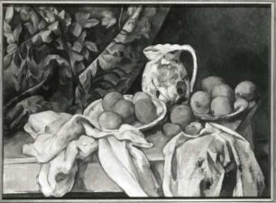 Stilleben mit Vorhang : Cézanne, Paul: Stilleben mit Vorhang. Öl/Leinwand; 53 x 72 cm. um 1899. Sankt Petersburg: Ermitage 6514