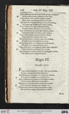 Elegia XII. Gaudia veris / Das zwölfte Klag-Lied. Der Frühling