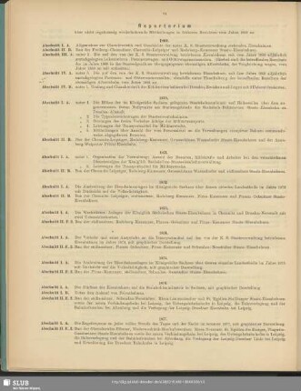 Repertorium über nicht regelmässig wiederkehrende Mittheilungen in früheren Berichten vom Jahre 1869 an
