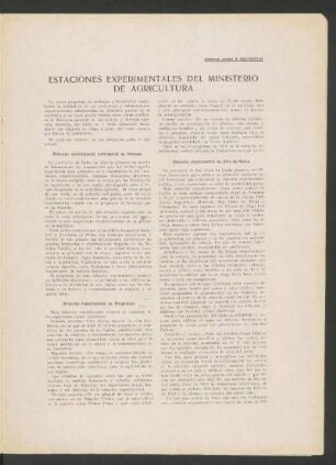 Estaciones experimentales del Ministerio de Agricultura