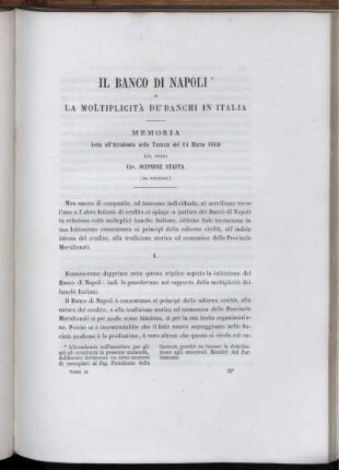Il Banco Di Napoli O La Moltiplicità De' Banchi In Italia