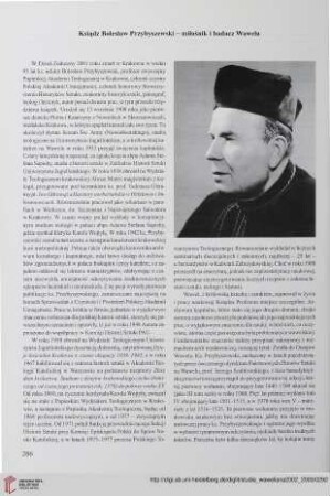 Ksiądz Bolesław Przybyszewski - miłośnik i badacz Wawelu