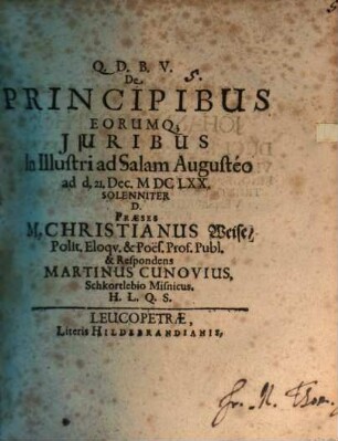 De principibus eorumque iuribus, [Prior]