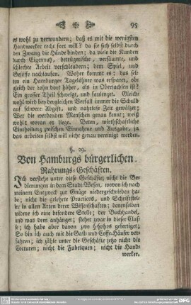 §. 29. Von Hamburgs bürgerlichen Nahrungs-Geschäften