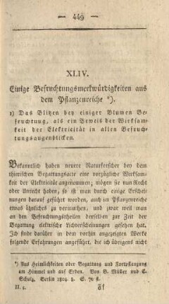 XLIV. Einige Befruchtungsmerkwürdigkeiten aus dem Pflanzenreiche
