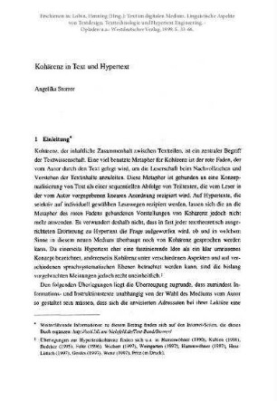 Kohärenz in Text und Hypertext