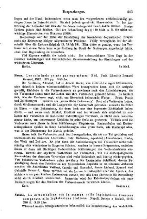 443-444, Natale. La diffamazione con la stampa nella legislazione francese comparata alla legislazione italiana. 1912