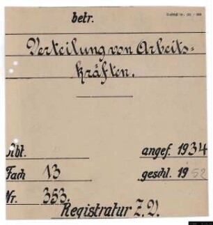 Verteilung von Arbeitskräften.