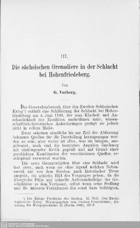 III. Die sächsischen Grenadiere in der Schlacht bei Hohenfriedeberg