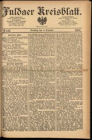 Erste Ausgabe vom Dienstag, den 04. Dezember 1900.
