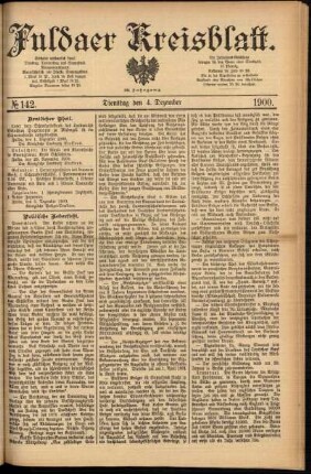 Erste Ausgabe vom Dienstag, den 04. Dezember 1900.