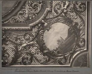 Berliner Schloss, Berlin Deckenstück des Samtzimmers in der Elisabethkammer: Vedute Dom und Lustgarten (Entwurf J. H. Strack?), Zustand zur Zeit Wilhelms II.
