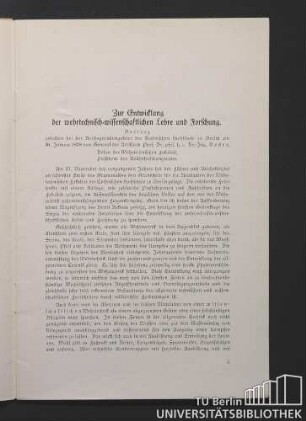 Zur Entwicklung der wehrtechnisch-wissenschaftlichen Lehre und Forschung.