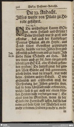 Die 39. Andacht. Jesus wurde von Pilato zu Herode geführet