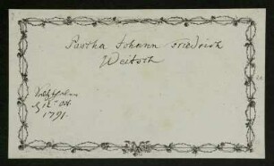 Pascha Johann Friedrich Weitsch, Salzdahlum, 12.10.1791