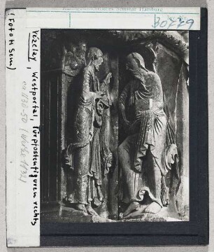 Vézelay, Basilika Sainte Madeleine: mittleres Westportal, Türpfostenfigur links