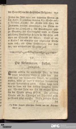 LV. Die Reformation. Luther. Zwinglius.