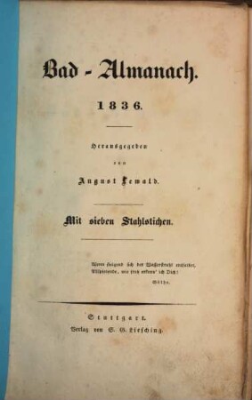 Bad-Almanach, 1836