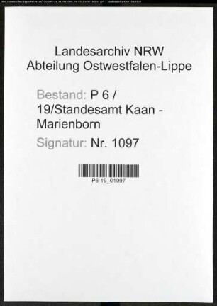 Sterberegister Standesamt Kaan-Marienborn