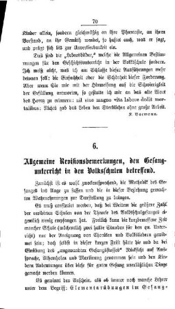 Allgemeine Revisionsbemerkungen, den Gesangunterricht in den Volksschulen betreffend