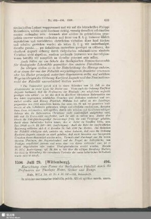 494. 1596, Juli 29. [Wittenberg]