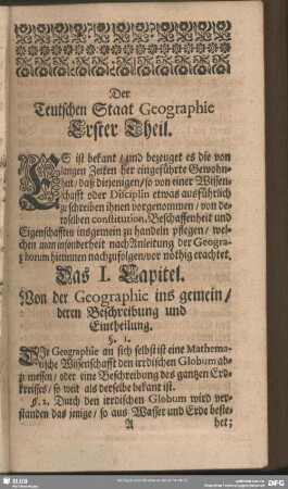 Der Teutschen Staat Gepographie Erster Theil