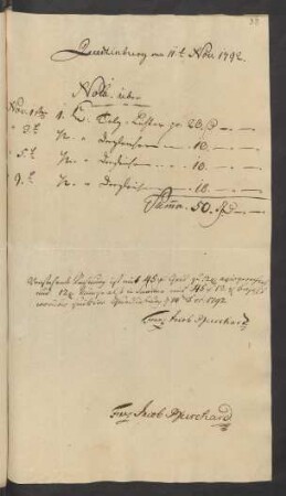Quedlinburg den 11.ten Nov. 1792 Nota über ... Quedlinburg [den] 14. Dec: 1792.