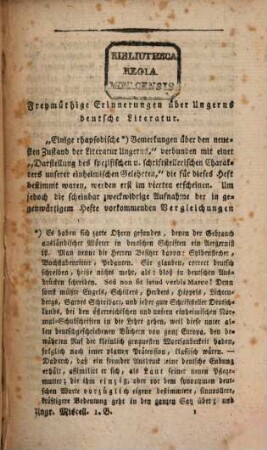 Ungrische Miscellen. 3. 1805