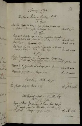 Von Hhrrn v. Murr in Nürnberg erkauft. - Aus hiesiger Kasse bezahlt. - Als Geschenck erhalten von Herrn Blumhoff Studiosus allhier.