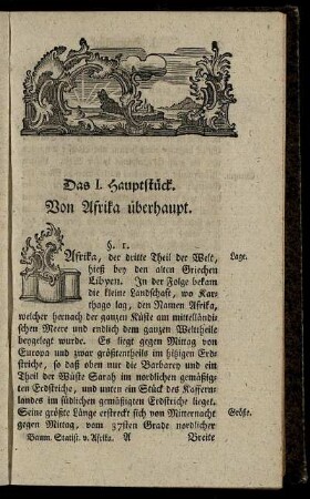 Das I. Hauptstück. Von Afrika überhaupt.