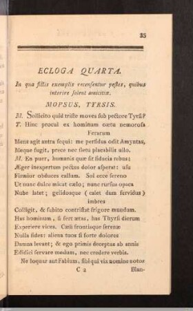 De Amicitia. Ecloga Quarta.