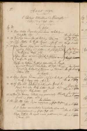 E Catalogo Bibliothecae de Werkmeister. Cellis. d. 19 Sept. 1791.