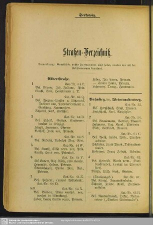 Häuserbuch : Straßen-Verzeichniß