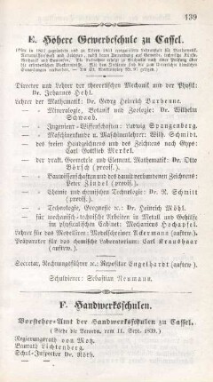 E. Höhere Gewerbeschule zu Cassel.