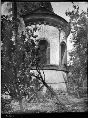 Billigheim Gotische Pfarrkirche Sankt Michae Außenansicht Turm von Südosten - Chorapsis