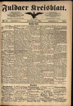 Zweite Ausgabe vom Donnerstag, den 05. März 1903.