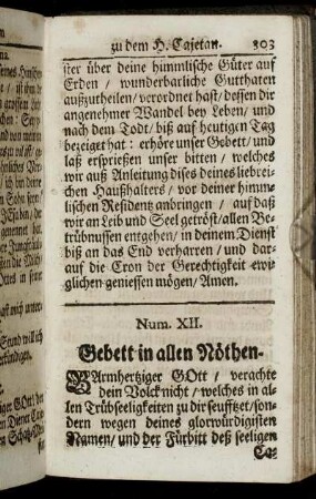 Num. XII. Gebett in allen Nöthen.