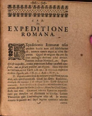 Dissertatio, De Expeditione Romana