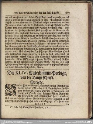 Die XLIV. Catechismus-Predigt, von der Tauffe Christi
