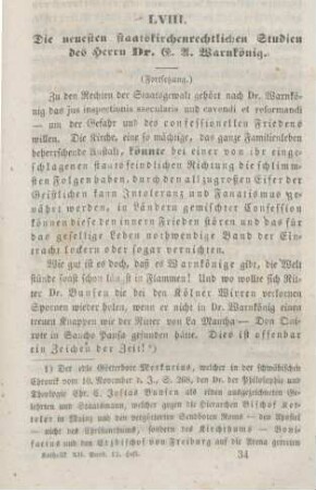 529-539 Die neuesten staatskirchenrechtlichen Studien des Herrn Dr. L. A. Warnkönig : Fortsetzung