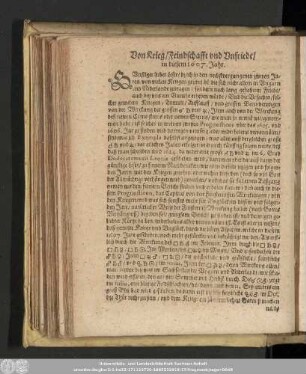 Von Krieg/ Feindschafft und Unfriede/ in diesem 1607. Jahr.