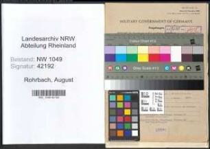 Entnazifizierung August Rohrbach , geb. 01.06.1893 (Kaufmann)