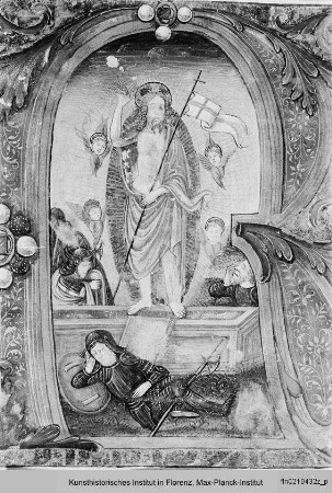 Graduale : Historisierte Initiale R(esurrexi): Auferstehung Christi