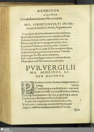 Pub. Vergilii Ma. Aeneidos. Liber Decimus