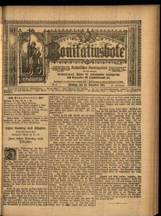 Erste Ausgabe vom Sonntag, den 20. November 1910.