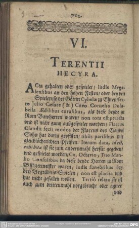 VI. Terentii Hecyra
