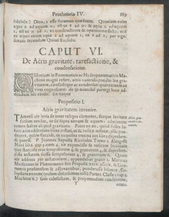 Caput VI. De Aeris gravitate, rarefactione, & condensatione.