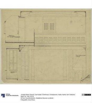Darmstadt, Wohnhaus Christiansen, Halle, Aufriss der Ostwand