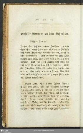 Professor Herrmann an Otto Hohenstam