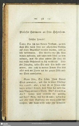Professor Herrmann an Otto Hohenstam